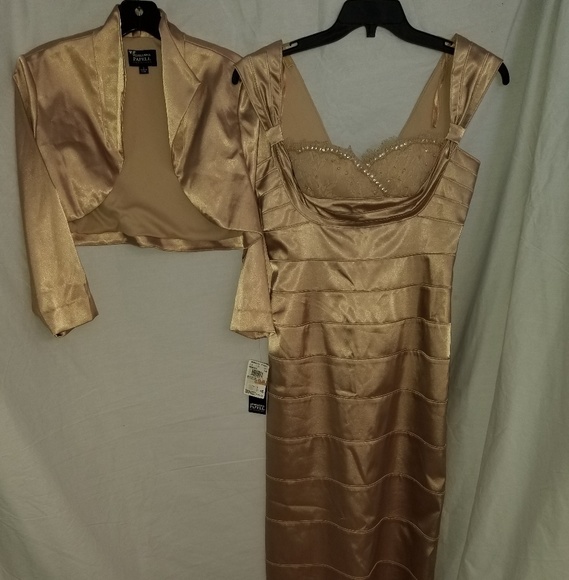 High Neck Sleeveless Satin Evening Gown by Adrianna Papell AP1E212258